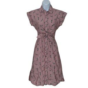 Anthropologie Maeve Red Striped Divers Shirtdress 00 Tie Front Cap Sleeve